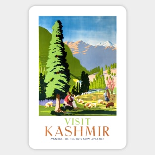 Vintage Travel Poster Visit Kashmir Sticker